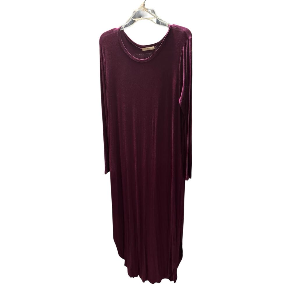 Active Collection Burgundy Maxi Dress XL | Rayon Spandex Curved Hem - Picture 3 of 5